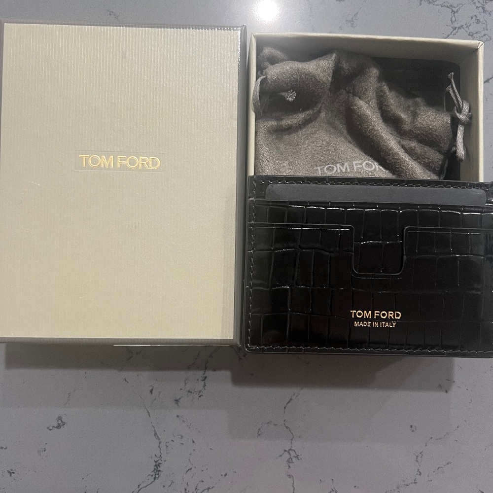 Tom Ford logo print leather cardholder